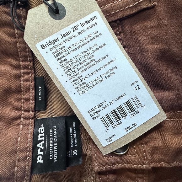 Prana Men's Bridger Jean Straight Leg Slim Fit Sepia Tan Pants - Picture 6 of 6